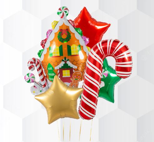 Christmas GingerBread House Candy Cane Balloon Bouquet