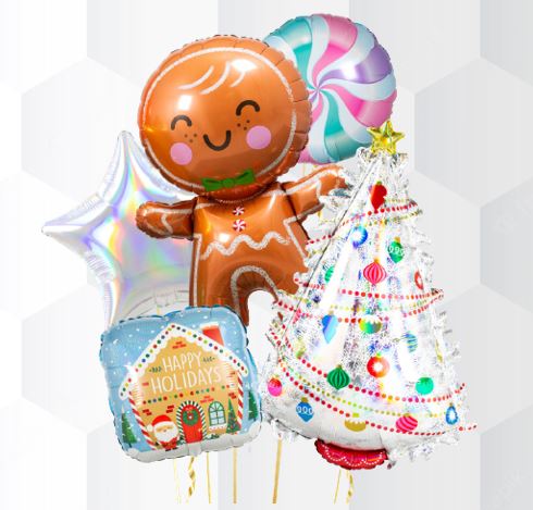 Christmas GingerBread Man & Tree Balloon Bouquet