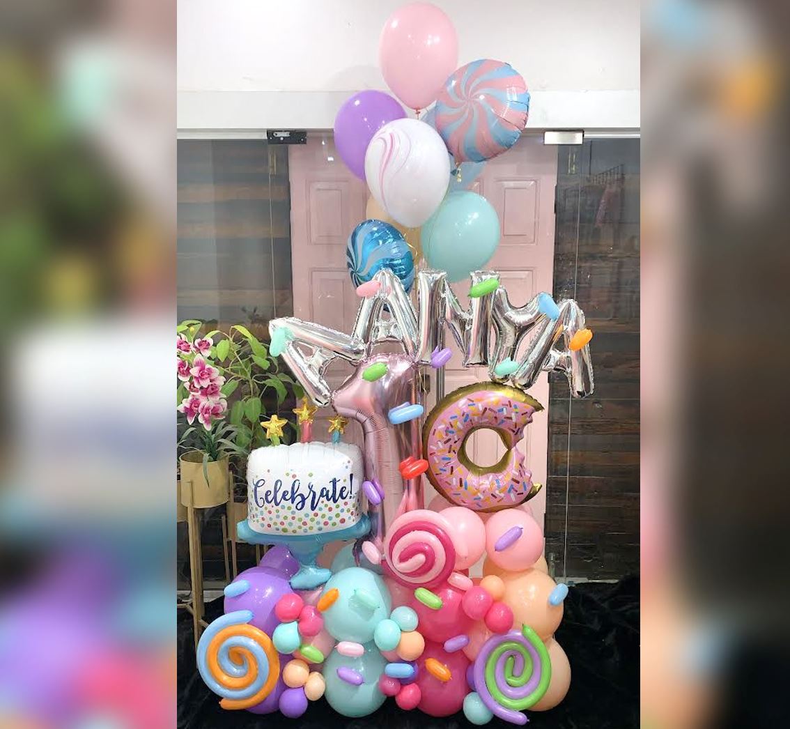 1st Birthday Candy And Donut Theme Cluster Balloon Bouquet 