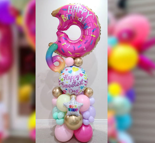 6th Birthday Donut Theme Cluster Balloon Bouquet