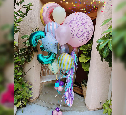 3rd Birthday Candy Theme Donut Balloon Bunch