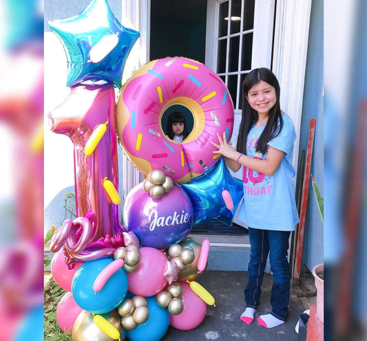 10 Birthday Candy Theme ORB Cluster Balloon Bouquet