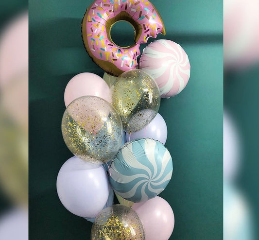 Candy Theme Gold Glitter Balloon Bunch
