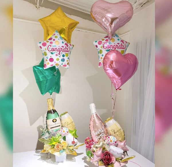 Congats Champagne Wine and Glass Balloon Bouquet
