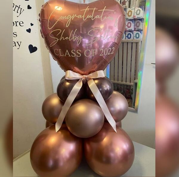 Rose Gold Heart Cluster Balloon Bouquet