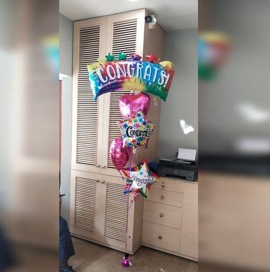 Congrats Pink Heart Balloon Bouquet