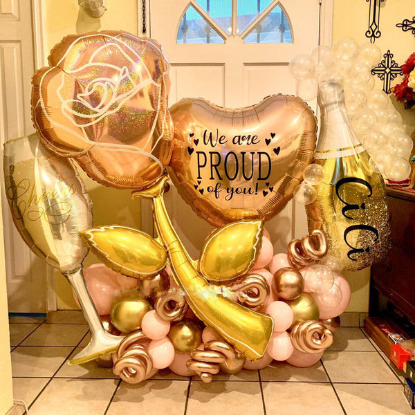We Are Proud Of You Champagne Balloon Bouquet