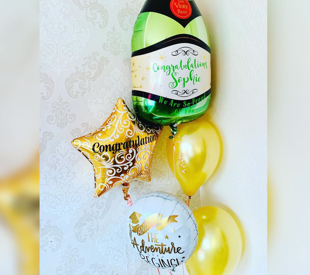Congratulation Theme Champagne Bottle Balloon Bouquet