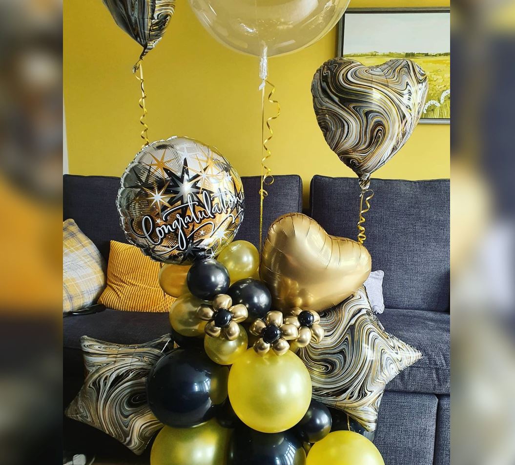 Congratulation Theme Cluster And Bubble Balloon Bouquet