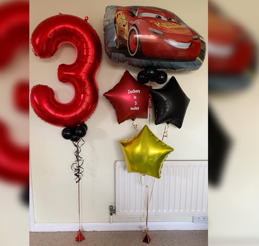 3rd Birthday Racing car Balloon Bouquet