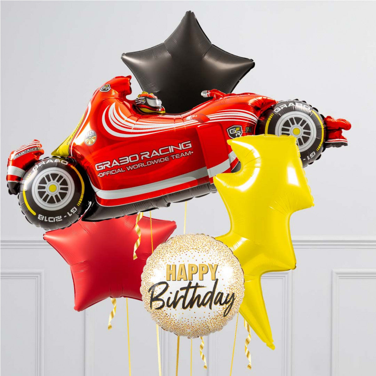 Happy Birthday Racing Car Theme Balloon Bouquet