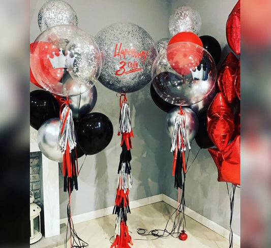 Casino Theme Glitter And Bubble Balloon Bouquet
