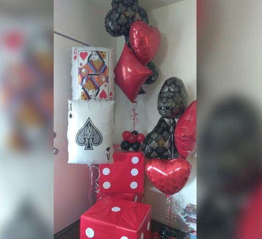 Casino Theme Spade And Diamond Theme Balloon Bouquet