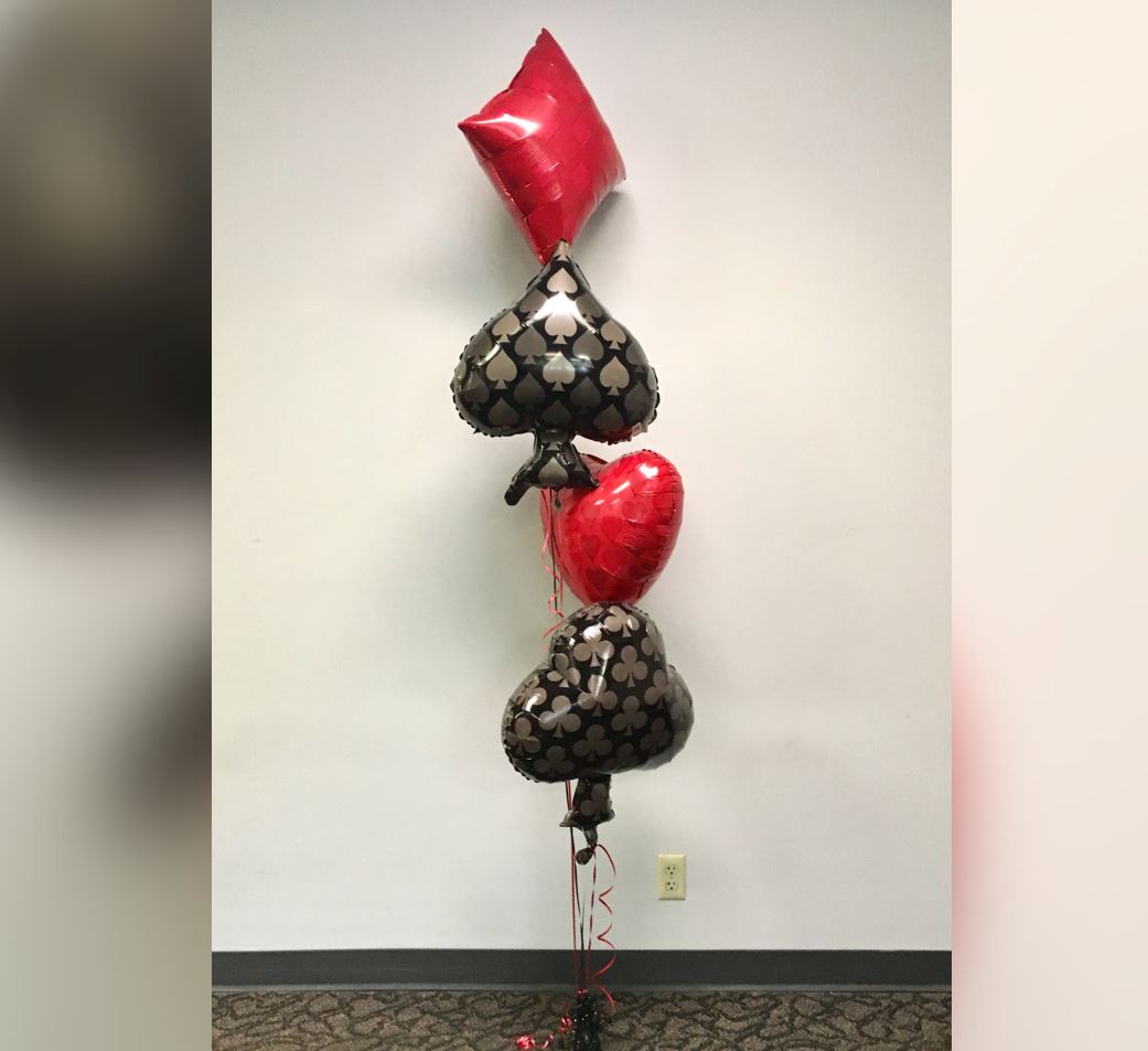 Casino Theme Hearts Balloon Bouquet