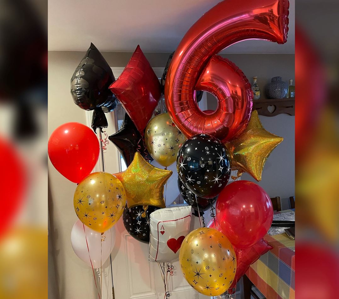 6th Birthday Casino Theme Balloon Bunches