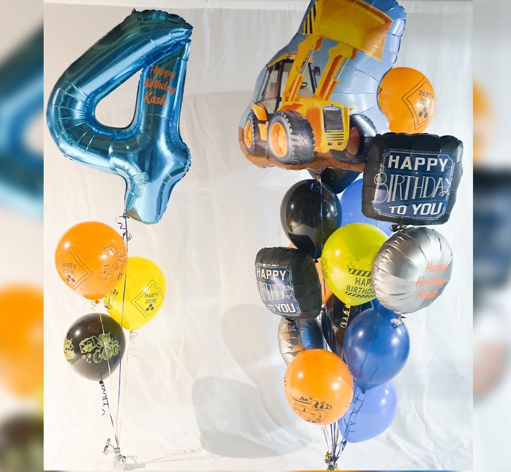 4th Birthday Construction Loader Balloon Bouquet