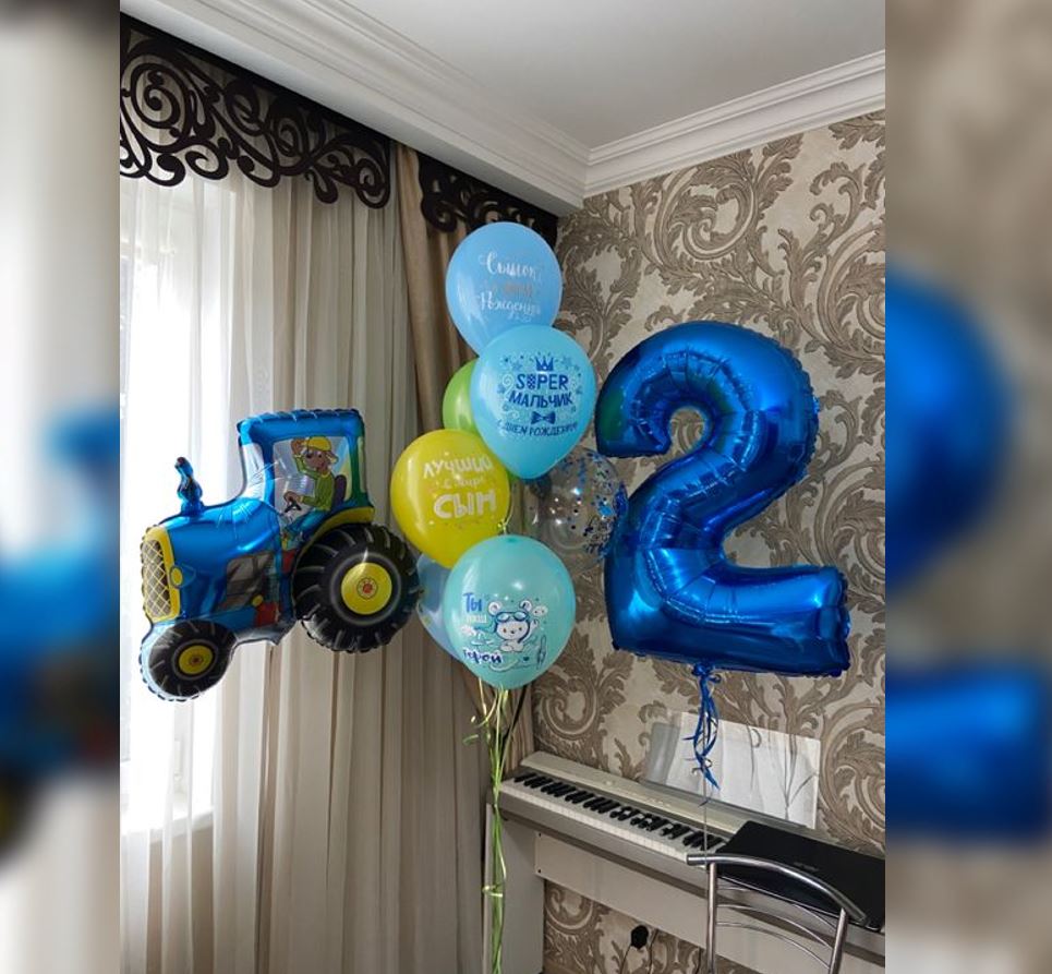 Construction Truck 2nd Birthday Balloon Bouquet