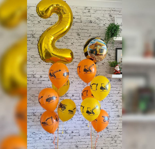 2nd Birthday Construction Truck Balloon Bouquet