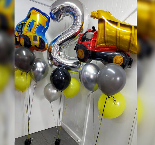 2nd HBD Conastruction Loader And Truck Balloon Bouquet