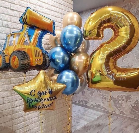 Construction Truck Latex Balloon Bouquet