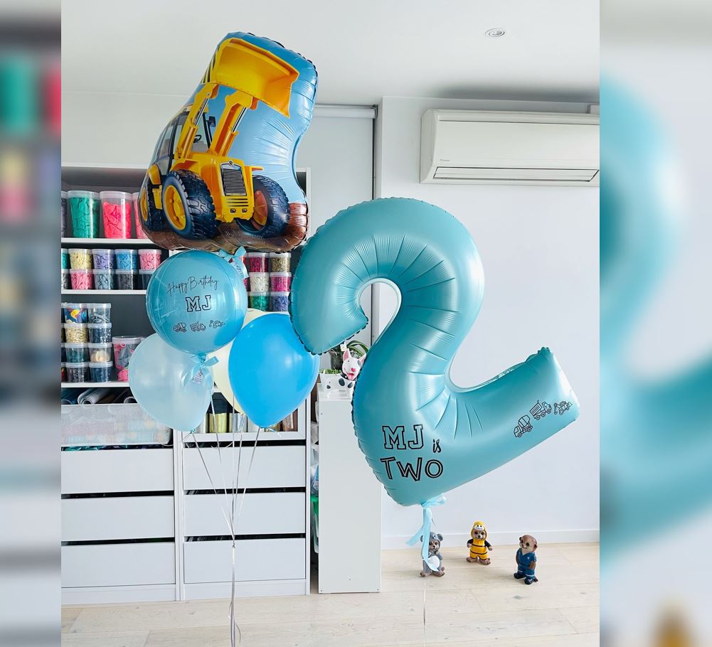 Construction Theme 2nd Birthday Balloon Bouquet