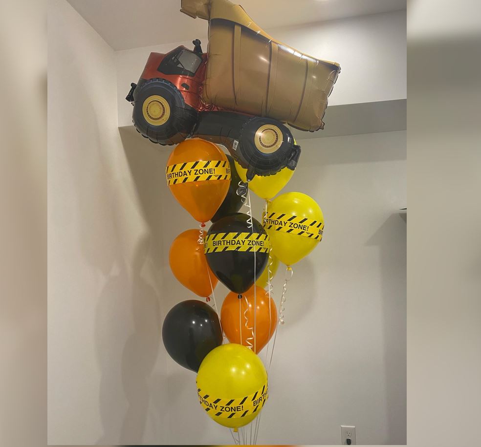 2nd Number Construction Truck Balloon Bouquet