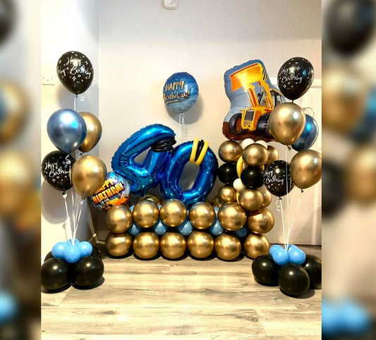 2nd Number Construction Loader Cluster Balloon Bouquet
