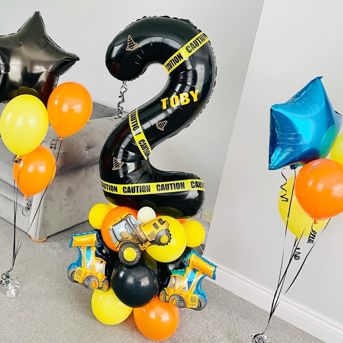 Construction Loader 3rd Birthday Balloon Bouquet