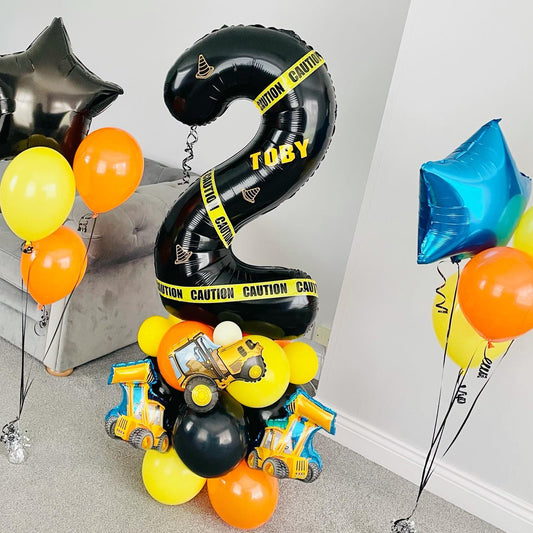 Construction Loader 3rd Birthday Balloon Bouquet
