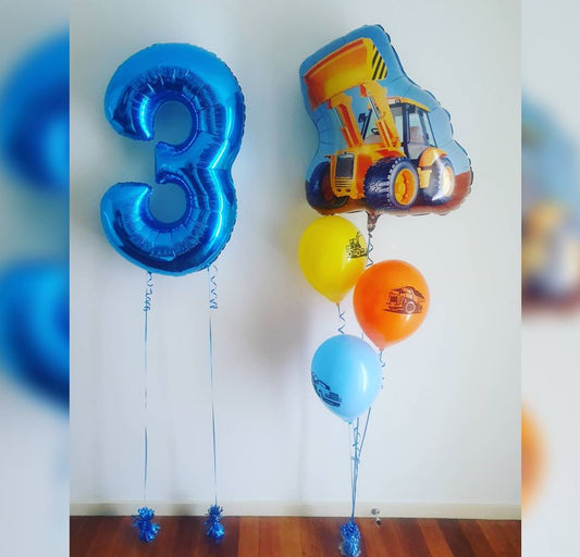 Construction Loader 2nd Birthday Cluster Balloon Bouquet