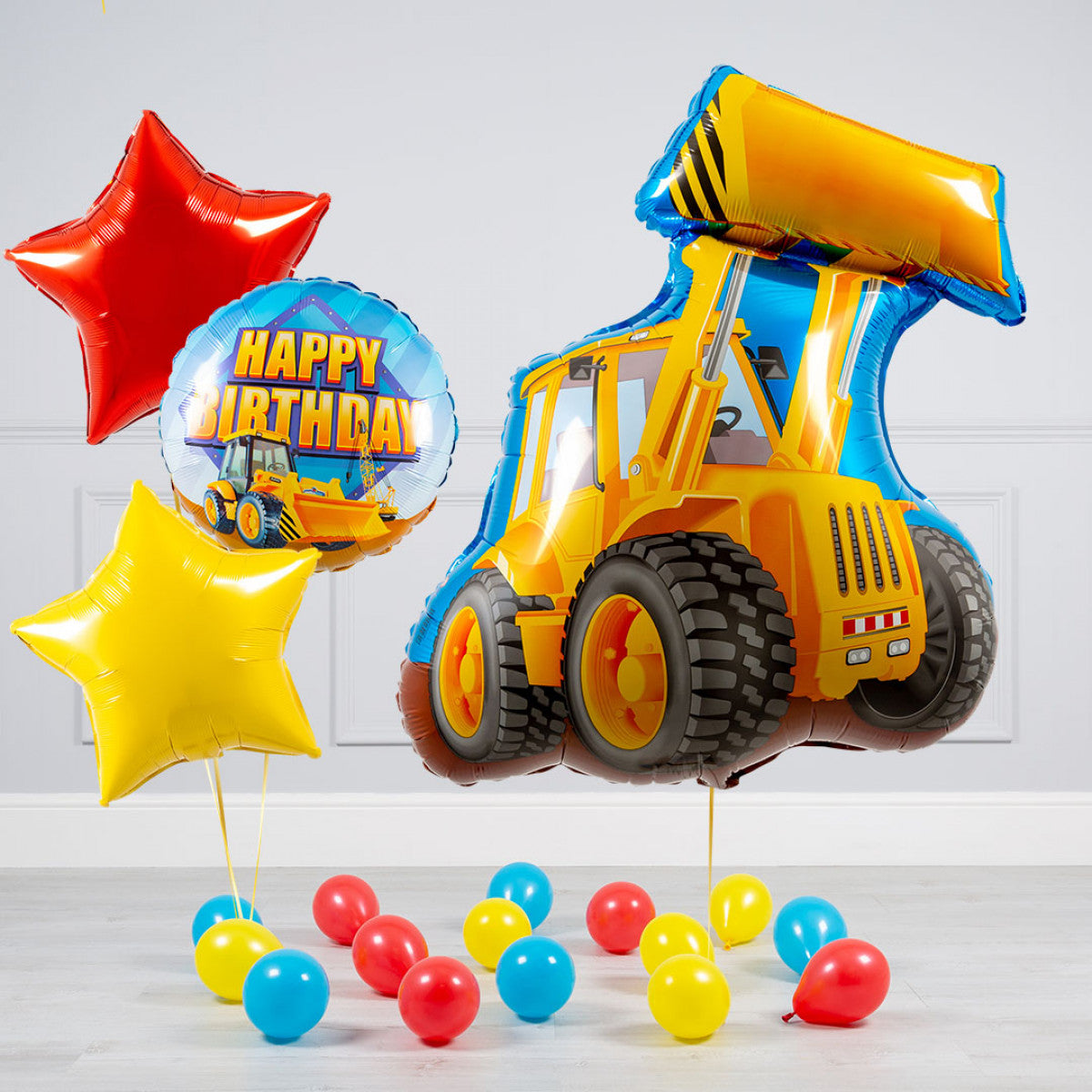 HBD Construction Road Roller Balloon Bouquet