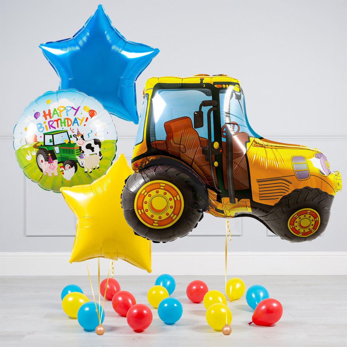 HBD Construction Road Roller Balloon Bouquet