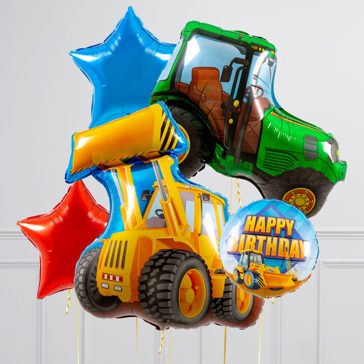 HBD Construction Zone Roller & Loader Balloon Bouquet