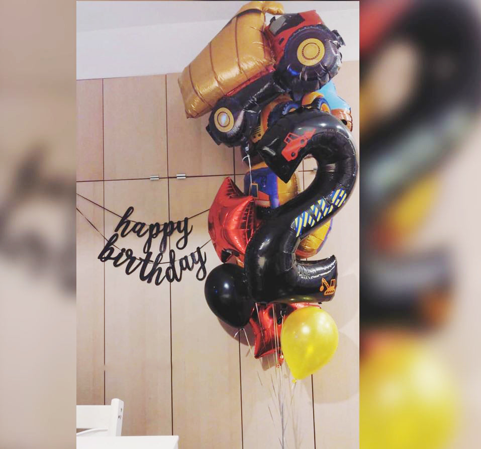 4th Birthday Construction Theme Balloon Bouquet