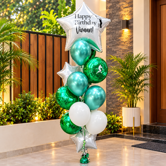 Personalized Cricket Theme Balloons Bouquet