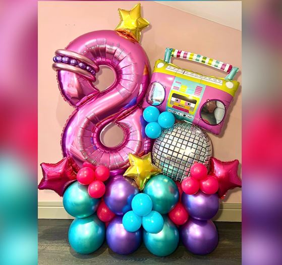 8 Number Disco Radio Balloon Bouquet