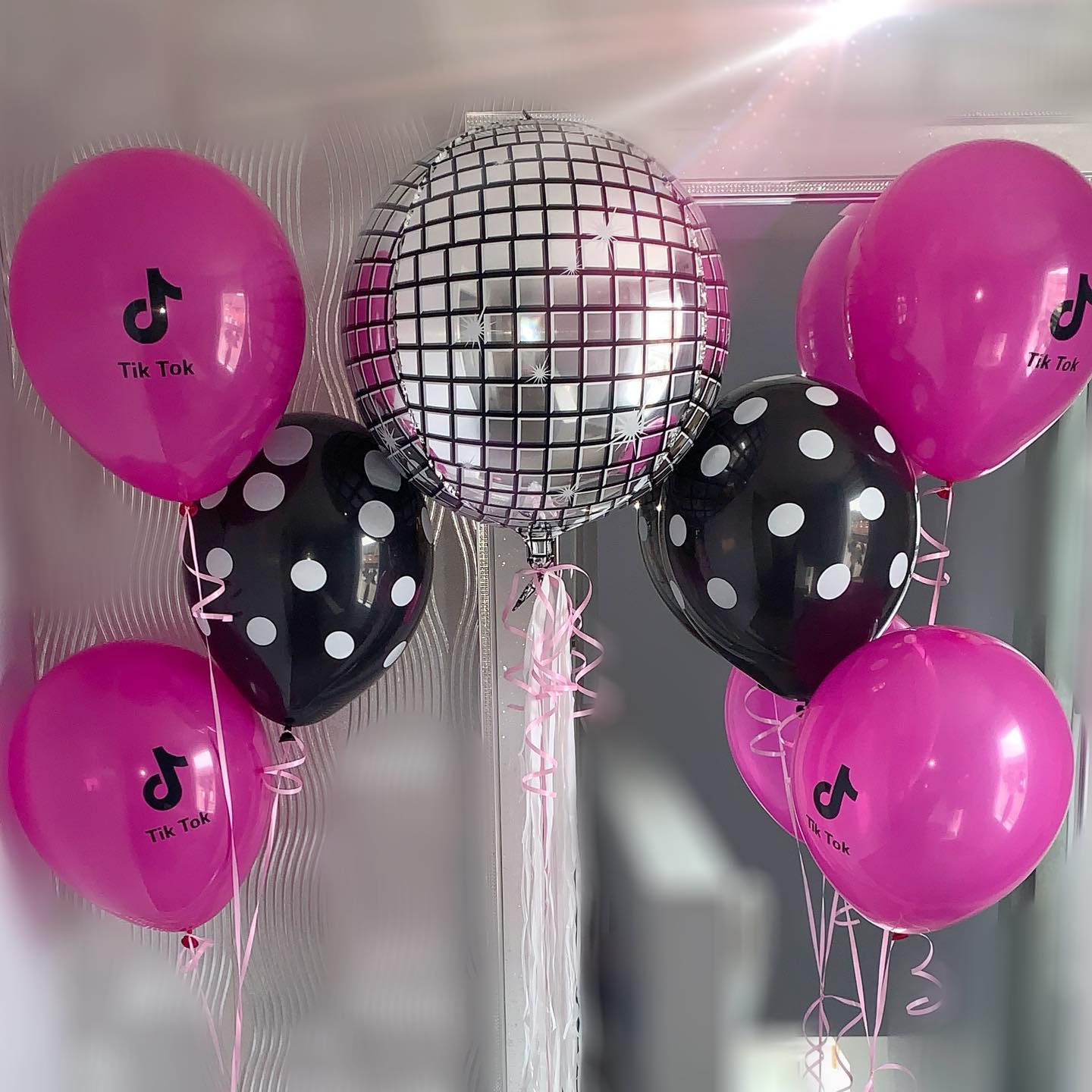 Silver Disco Polka Dots Balloon Bouquet