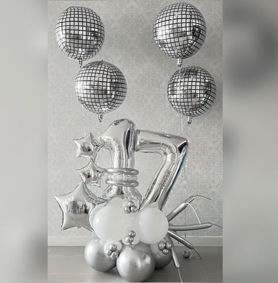 17 Number Disco Theme Balloon Bouquet
