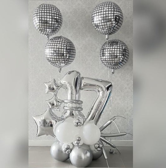 17 Number Disco Theme Balloon Bouquet