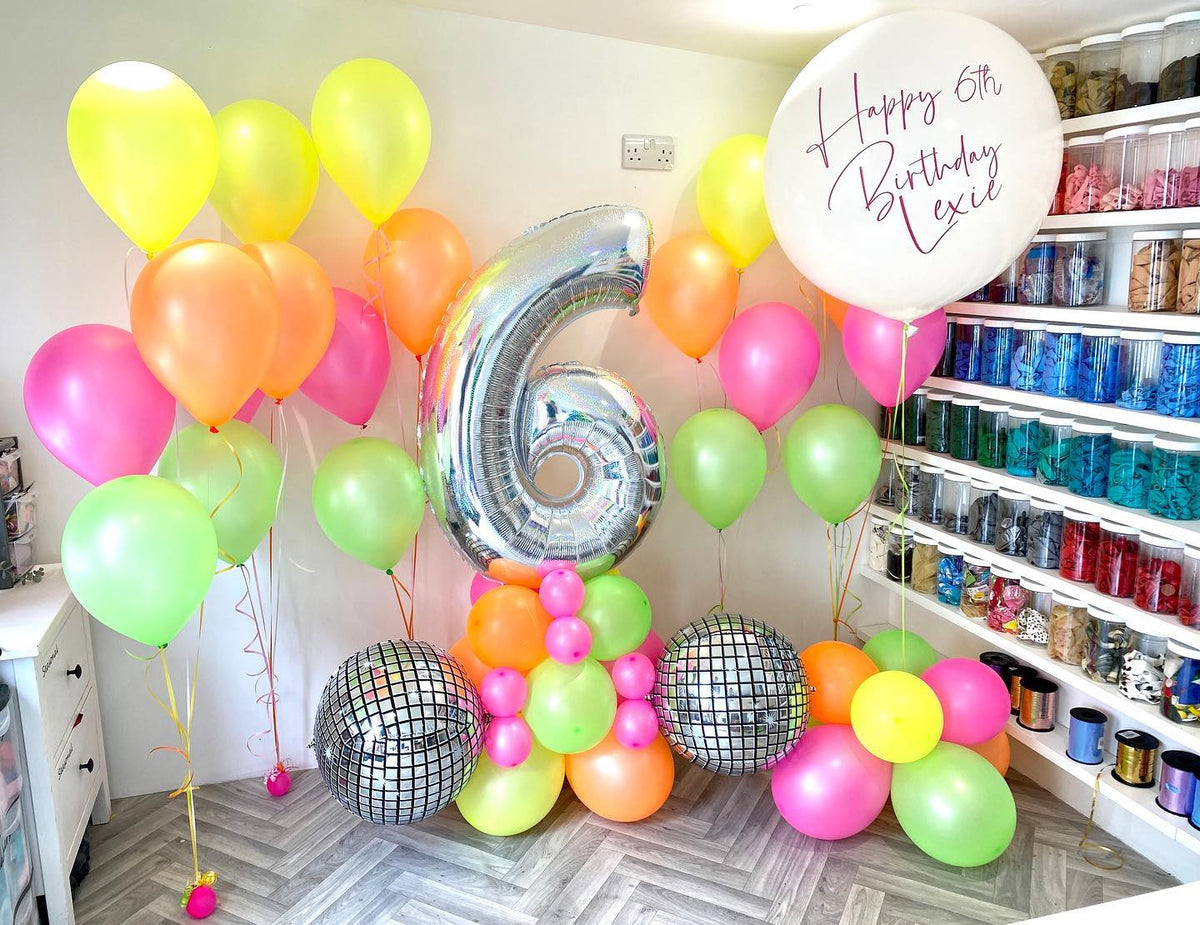 6 Number Happy Birthday Disco Balloon Bouquet