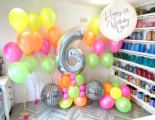 6 Number Happy Birthday Disco Balloon Bouquet