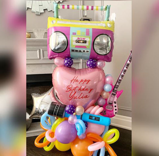 Disco Radio Personalised Heart Balloon Bouquet