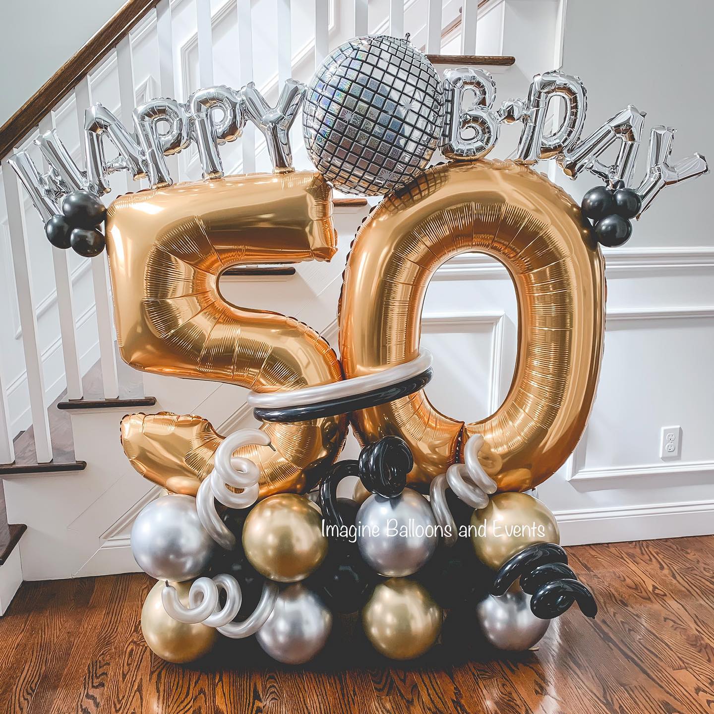 50 Number Happy Birthday Disco Balloon Bouquet