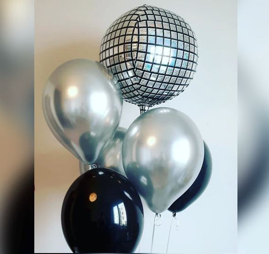 Disco Silver Latex Balloon Bouquet