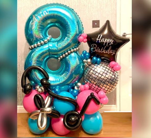 8 Number Personalised Star Disco Balloon Bouquet