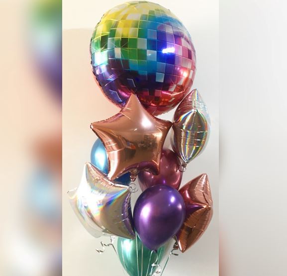 Rainbow Disco Chrome Balloon Bouquet