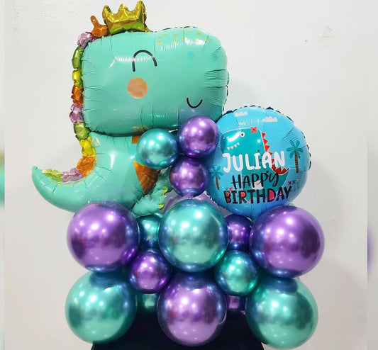 Babysaurus Theme HBD Chrome Balloon Bouquet
