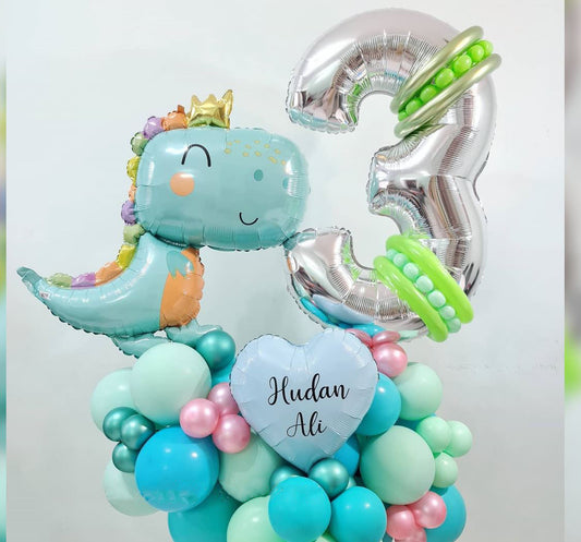 Dinosaur Theme 3rd Birthday Babysaurus Balloon Bouquet