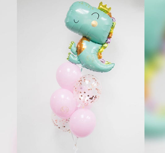 Babysaurus Pink Confetti Balloon Bunch