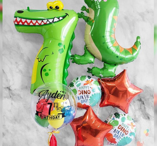 Dinomite T-Rex Theme 7th HBD Happy Dino Balloon Bouquet